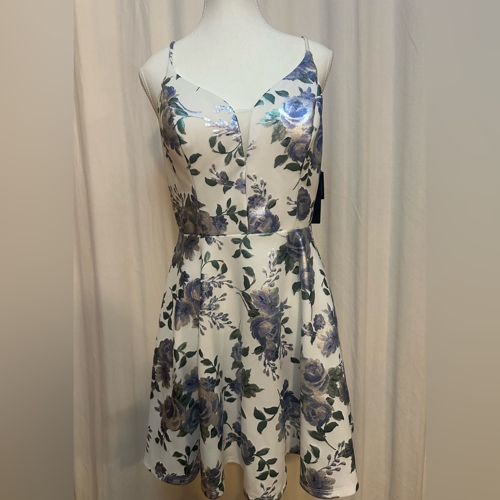 City Studio Floral Blue and White Women's Dress